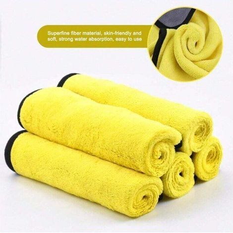 Lot de 5 chiffons de nettoyage en microfibre super absorbants pour voiture, chiffons de polissage en microfibre extra épais, chiffons de nettoyage et de polissage super absorbants, chiffons de séchage (1/4)