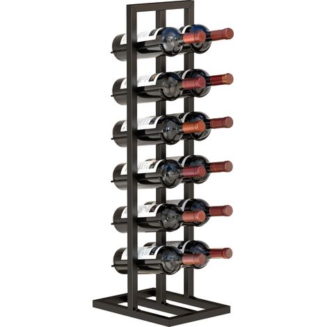Porte-bouteilles - HOMCOM - 12 bouteilles - étagère à vin en métal industriel - 31 x 23 x 84,5 cm - noir