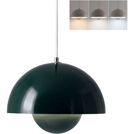 Lustre LED, suspension moderne avec ampoule, 3 températures de couleur 3000-5000K, φ 23 cm (vert) (1/5)