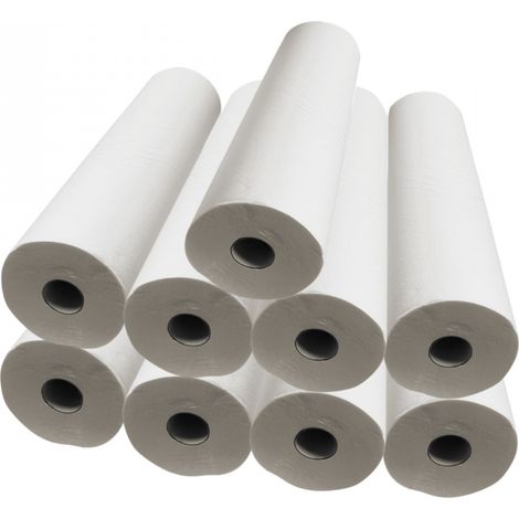 Lot de 9 draps d'examen blanc 50cm x 46m - 34g/m2 double épaisseur aspect gaufré 100% pure ouate - Vivezen