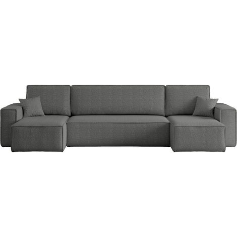 Divano angolare convertibile con funzione letto in tessuto bouclé antracite Karl U PREMIUM