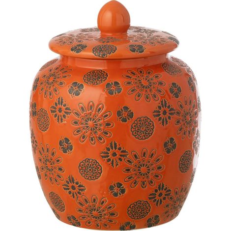 Pot de Rangement en Porcelaine "Billy" 27cm Orange (1/2)