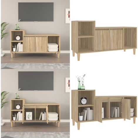 TV-Schrank Sonoma-Eiche 100x35x55 cm Holzwerkstoff - TV Schrank - Holz Sideboard - Wohnzimmerschrank - Fernsehtisch - Media Regal - Home & Living (1/5)