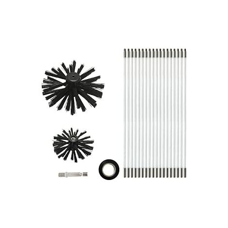 Brosse de cheminée 7,2 m, kit de nettoyage, tête de brosse 100/150 mm, longueur 410 mm, tige flexible, cheminées, tuyaux, brosses de nettoyage (1/5)