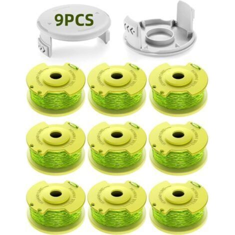 Lot de 11 bobines de fil de coupe pour Ryobi One (18 V, 24 V, 40 V), Ø 2,0 mm, longueur 3,4 m (AC14RL3A) (9 bobines, 2 couvercles) (1/5)