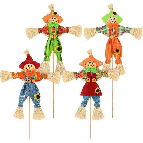 Lot de 4 épouvantails d'Halloween, adorables décorations pour le jardin et les fêtes de Thanksgiving. (1/5)