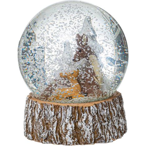 Boule à neige biche et faon 80mm - Feeric lights & christmas