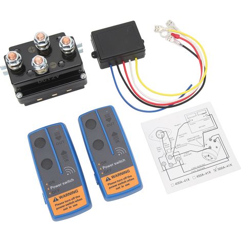 Télécommande sans fil pour treuil 500A, relais contacteur solénoïde DC 12V, compatible treuils 8000-12000lbs pour VTT UTV, kit de commande à distance (1/5)