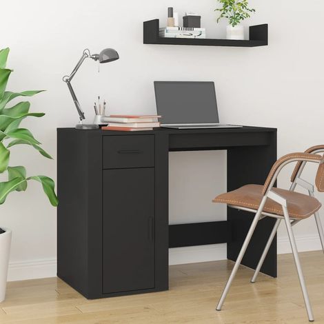 Bureau - Bureau informatique Table d'ordinateur - Noir 100x49x75 cm Bois d'ingénierie BV118332 - BonneVie (1/5)