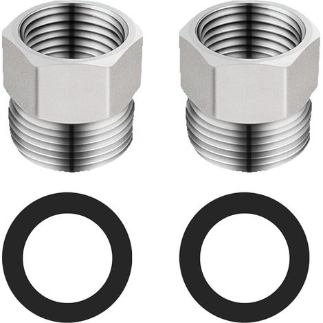Raccord de Tuyau Rond, réducteur de tuyau de douche, G1/2" à G3/8", Acier inoxydable, Chrome (1/5)