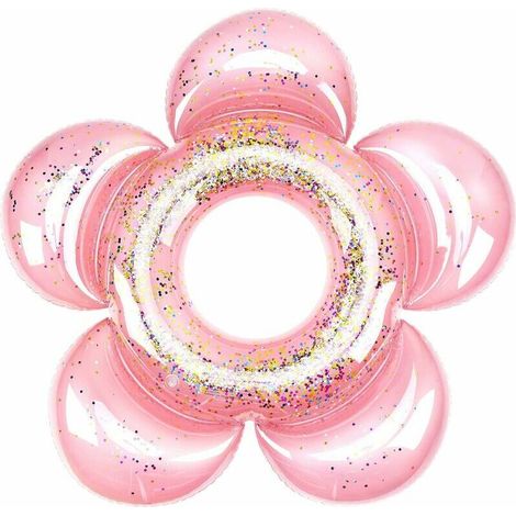 MINE Piscine gonflable Anneaux de natation gonflables en or rose avec paillettes, tube de transats flottants de piscine d'été en forme de fleur, jouets de fête de plage amusants pour les enfants thsin (1/5)