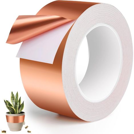 Anti Limaces et Escargots Ruban Cuivre, 50mm x30M Bande Cuivre Anti Limace Efficace Conducteur Simple Face, Feuille de Cuivre Bande Ruban Adhésif pour Les Surélevées Jardins et Plantes (1/5)
