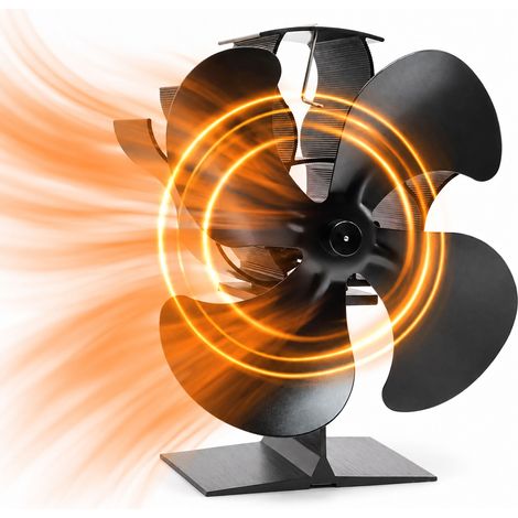 Relaxdays Ventilador de chimenea sin electricidad, 4 aspas, de pie, 19 x 17,5 x 11,5 cm, aluminio negro (1/5)