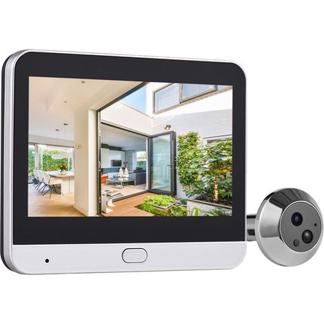 Sonnette vidéo WiFi 2,4 G pour appartement, caméra judas, écran 4,3 pouces, 1080p, vision nocturne visible à 120 degrés avec détection automatique de mouvement (1/5)
