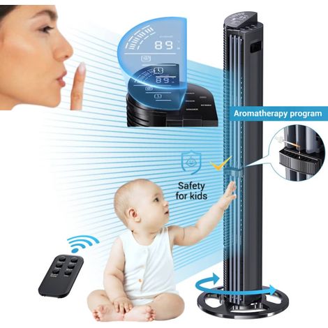 Leistungsstarker 75-W-Turmventilator Leise Aromatherapie Energiesparmodus Digitaler Touchscreen (1/5)
