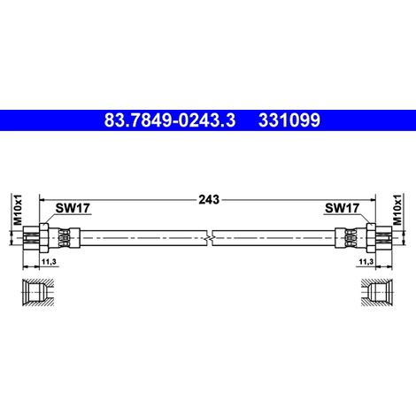Flexible de frein ATE 83.7849-0243.3 SKODA 1Q0 611 775 A 1Q0 611 775 D
