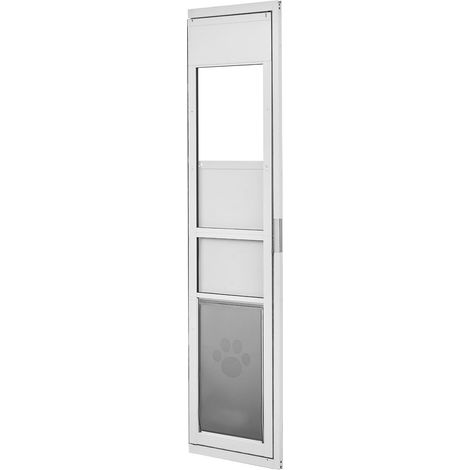 Porte pour chien pour porte coulissante en verre, hauteur ajustable 1927-2049 mm, cadre en alliage d'aluminium avec volet et verrou, pour très grands chiens, ouverture à 180° pour locataires. (1/5)