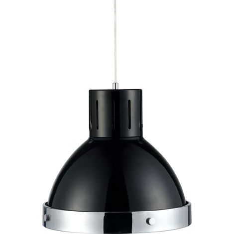Premier Housewares Black and Chrome Bell Shaped Pendant Light (1/2)