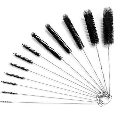 Petit ensemble de brosses de nettoyage pour machine à café - 12 pièces - noir (1/5)