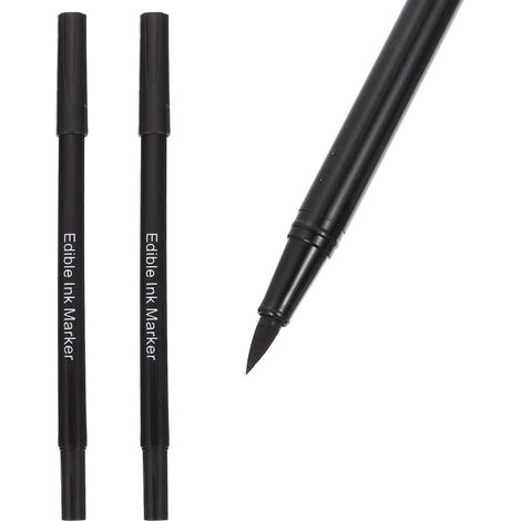 Stylo Comestible À Double Pointe 2 Pièces Stylo À Encre De Cuisson Marqueur Alimentaire pour Décorer Gâteaux Biscuits Glaçage Beignets Et Pâtisseries (1/5)