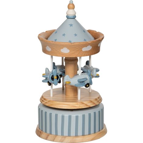 Amadeus Les Petits - Carrousel musical Avion bleu en bois (1/3)
