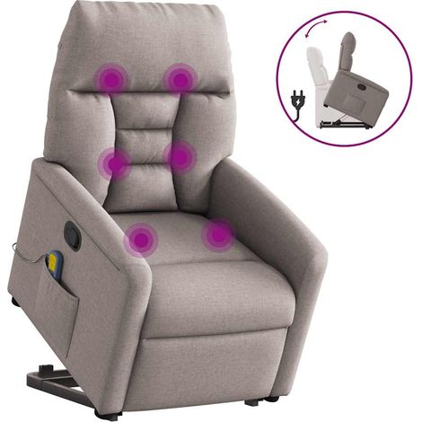 Massagesessel mit Aufstehhilfe Taupe Stoff