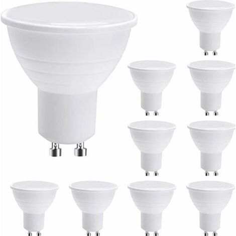 10er-Pack GU10-LED-Lampen, 7 W kaltweiß (entspricht 50 W Halogenlampe), Energiesparlampen, 600 lm, 120° Abstrahlwinkel, nicht dimmbar (1/5)