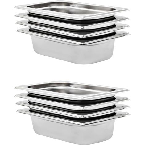 Récipients Gastronorm 8 pcs GN 1/4 65 mm Acier inoxydable