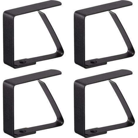 Grandes pinces à nappe en acier inoxydable, pinces à nappe, pinces à nappe, pinces à nappe, pinces à nappe - argent, pour tables avec une épaisseur de plaque maximale de 5 cm/4 pièces noires (1/5)