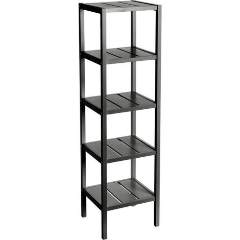 Étagère bois noir 5 plateaux - 37x33x140cm (1/3)