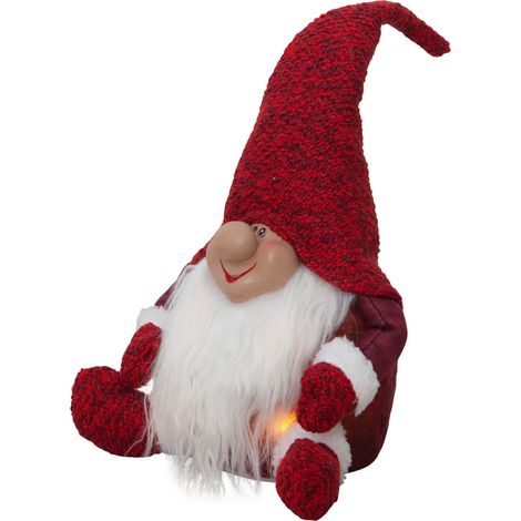 EGLO LED Weihnachtswichtel Joylight, Wichtel Figur, Weihnachtsdeko aus Stoff mit Kunststoffkörper in Rot und Weiß, batteriebetriebene Leuchtfigur, Tischdeko Weihnachten, warmweiß, 34 cm (1/3)