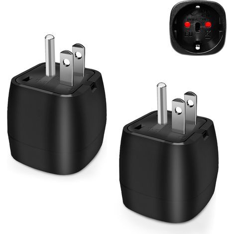 2er-Pack US-Netzadapter (Reisezubehör) – Französischer 2-poliger Stecker auf US-3-poligen Stecker (1/5)