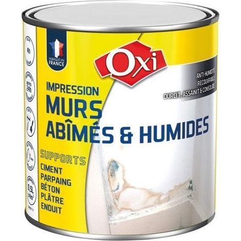 Peinture technique blanche mate 2,5 L – Sous-couche acrylique pour murs humides – Excellente fixation – Temps de séchage 4h – OXI (1/4)