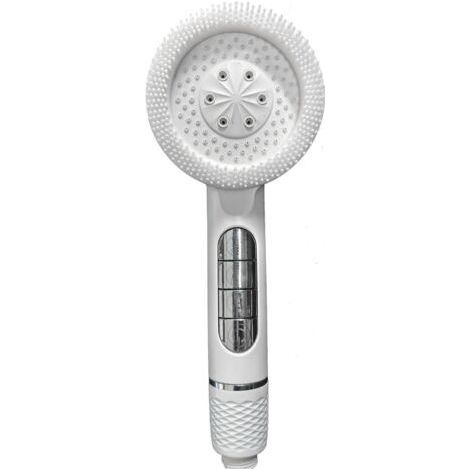 Shower Head Anti Limescale Water Saving High Pressure Filter 3 + 1 Types of Jets Water Saving with Massage Function Instant Shutoff and Portable Shower Head with White Filter (1/5)
