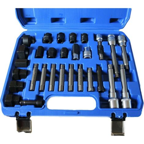 TRADE SHOP - Kit Di Chiavi 30 Pezzi Per Smontaggio Puleggia E Alternatore Motore Auto - (1/2)