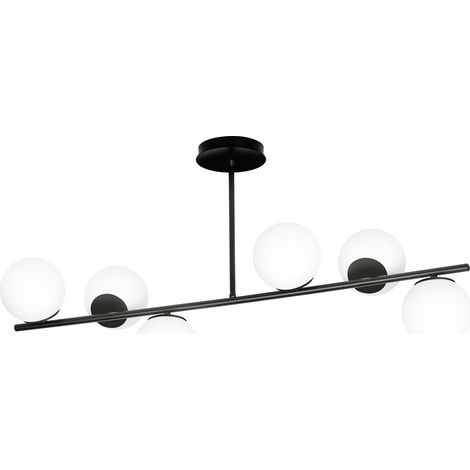 Suspension Emibig BIOR noire/blanche métal verre 6xE14 (1/5)