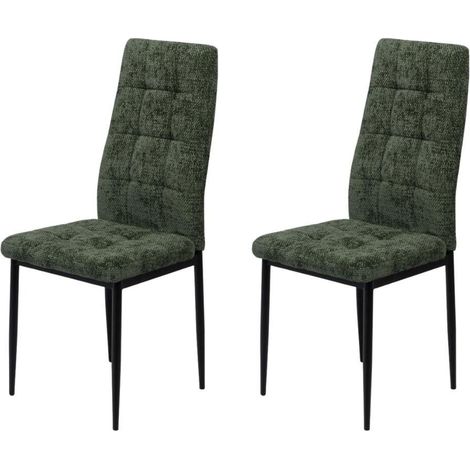 Amadeus - Chaise de salle à manger en tissu vert et métal Zurick (lot de 2) (1/3)
