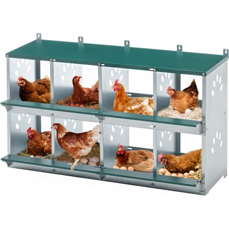 Nichoir à poules pondeuses à 8 compartiments, nichoir métallique mural pour poules, nichoir à poulailler à ventilation grossière (1/5)