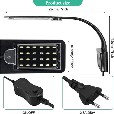 Illuminazione a LED blu-bianca per acquario, 23-60 cm, favorisce la crescita delle piante - ALTRO (1/4)