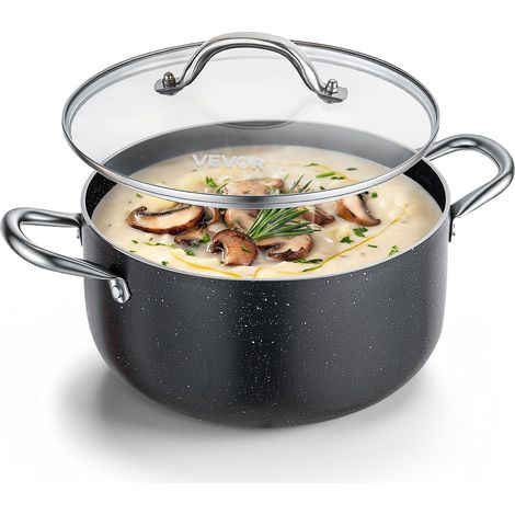 Marmite en Aluminium 5,7 L, Faitout avec Couvercle en Verre, Compatible avec Cuisinière à Gaz ou Électrique Plaque à Induction, Bouillons Pâtes Pot-au-Feu Traiteur Cuisine, sans PFOA ni PFAS (1/5)