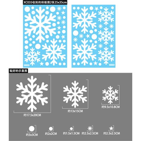 Autocollants statiques flocons de neige de Noël, autocollants décoratifs de Noël pour vitres, décorations de fenêtre pour le Nouvel An, autocollants flocons de neige dorés et argentés pour fenêtres.