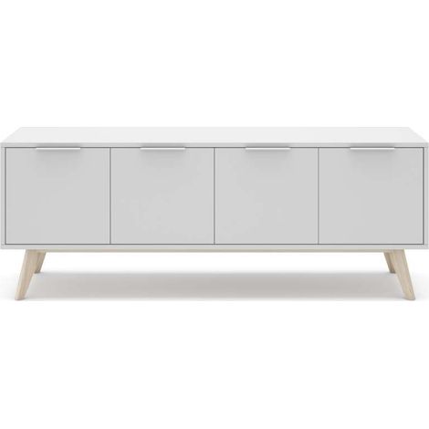 Mueble para televisión 4 puertas Campos acabado blanco/blanco cera 53cm(alto) 140cm(ancho) 40cm(largo). (1/5)
