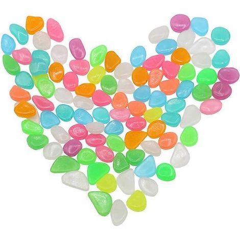 Galets lumineux colorés phosphorescents pour jardin, bassin, allée, pelouse, cour (1/5)