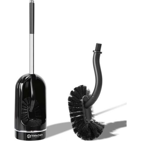 Brosse WC et porte-brosse WC avec nettoyeur de bord, brosse de toilette courbée avec support, en plastique avec poils solides pour un nettoyage en profondeur (1/5)