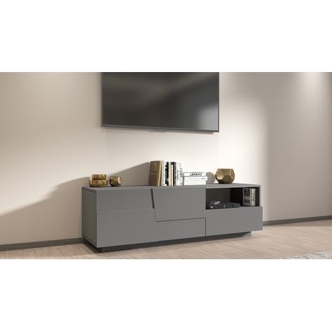 Meuble TV moderne 150 cm anthracite mat Pedro (1/4)