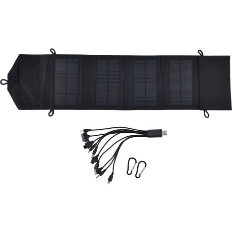 Solarladegerät, Outdoor-Camping-Solar-Powerbank mit USB-Anschluss (15 W, 5 V) und Ladekabel für Smartphones und Tablets