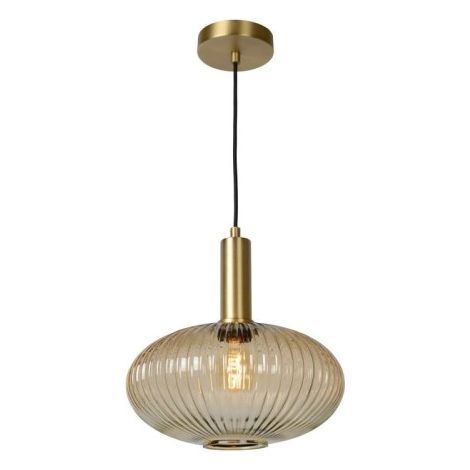 Lampada a sospensione Lucide Maloto Ø30 vetro bronzo