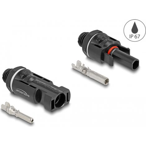 Delock Conectores solares DL4 para prensar, macho y hembra, negro 2 unidades
