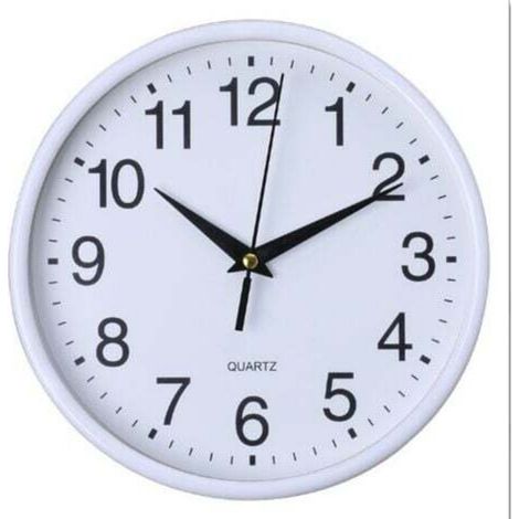 Orologio da parete in plastica - 20 cm - Numeri arabi - Orologio da parete silenzioso - Movimento al quarzo - Per scuola, ufficio, soggiorno