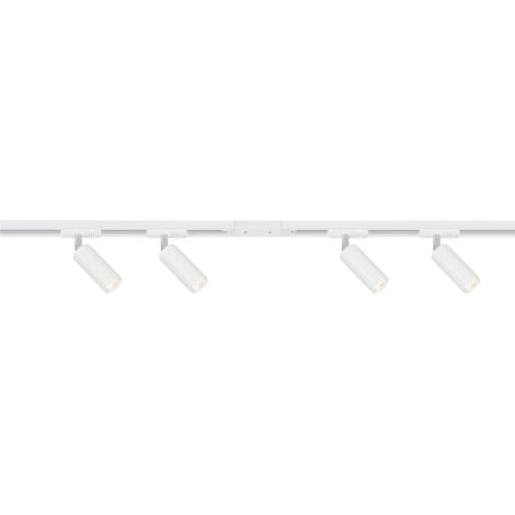 Système de rail complet, 4 spots LED, pivotants, lampes, système de rail de plafond, rail de plafond, plafonnier 1,5 m, blanc (1/5)